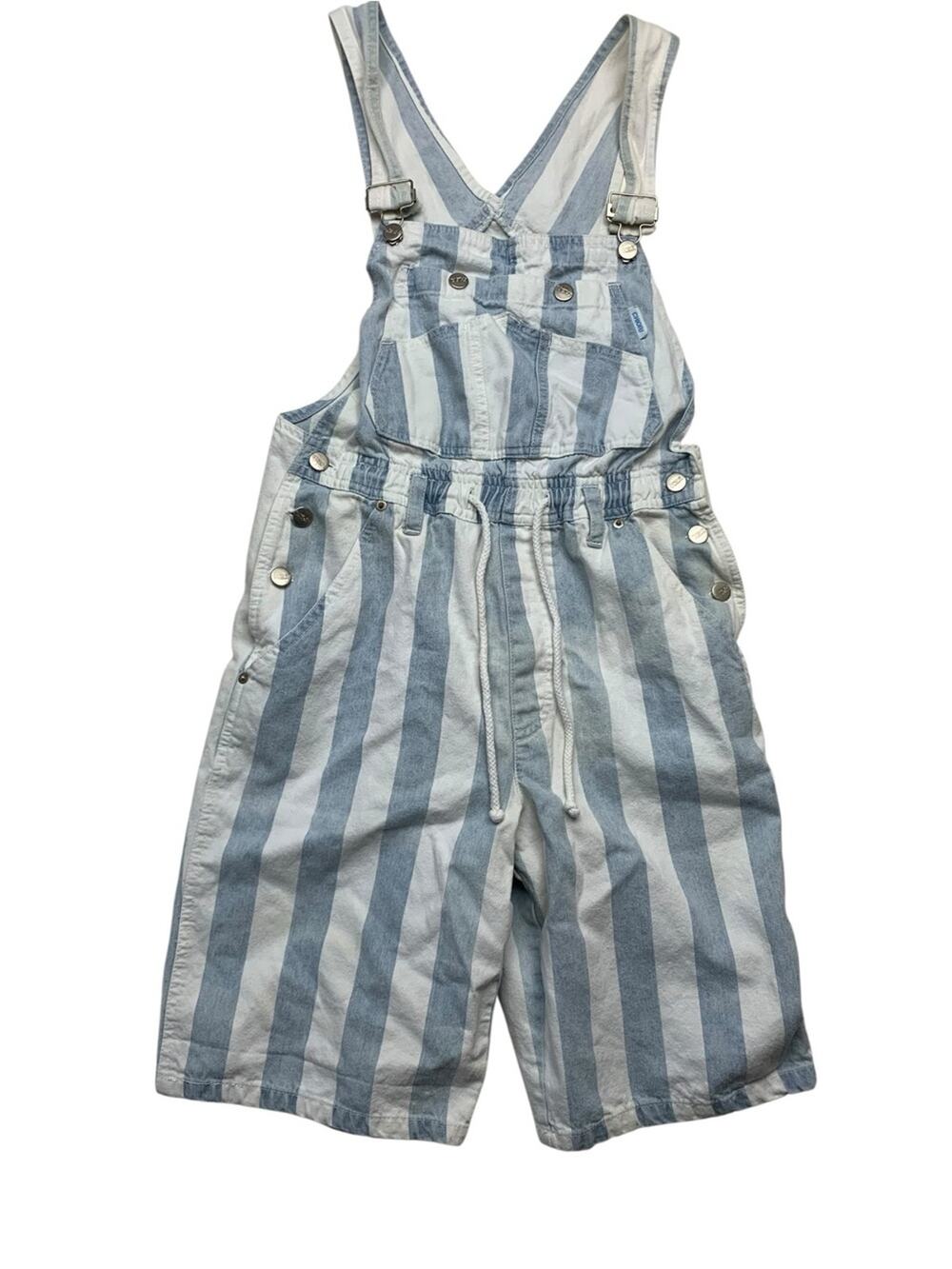 Chiori size small vintage Blue White Striped denim  y2k cargo shortalls Overalls